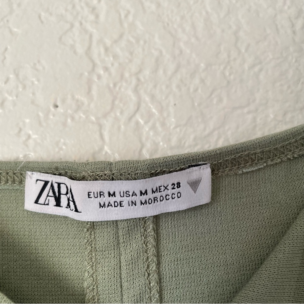Zara Sage Green Trim Midi Sleeveless Bodycon Dress - Picture 4 of 5